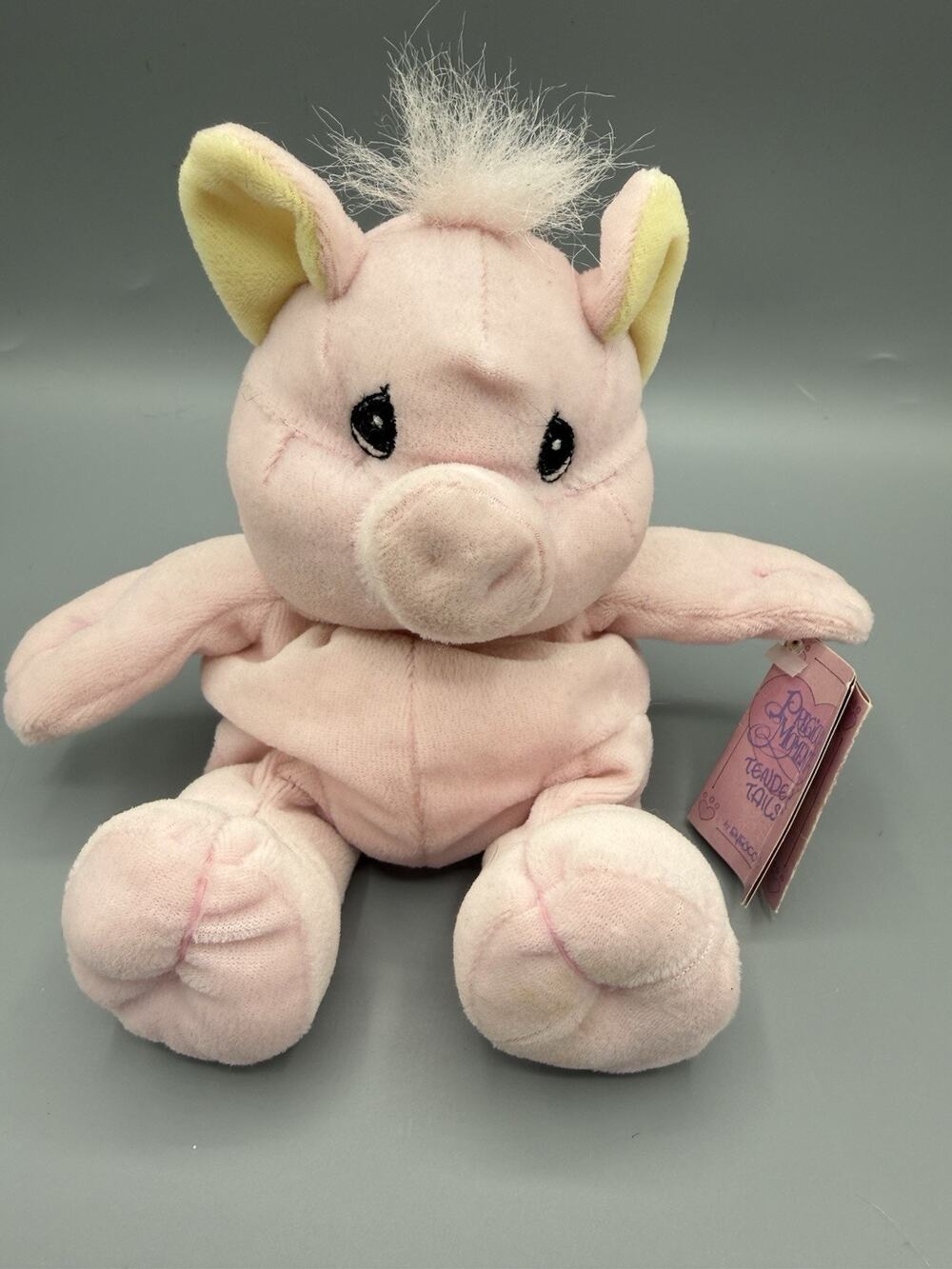 Precious Moments Tender Tails Pink Pig Plush Enesco Vintage Stuffed Animal 8”
